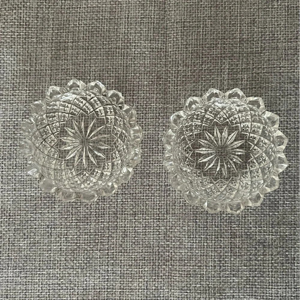 Vintage Cut Glass Salt Cellars (Set of 2)